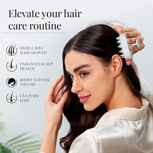 Scalp Massaging Shampoo Hair Brush by RustiK, The Perfect Wet Brush to Massage The Scalp, Apply Shampoo or Hair/Oil Treatments. thumbnail 2