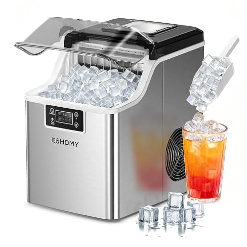 EUHOMY Ice Cube Maker Machine Countertop, 2 Ways to Add Water, 45Lbs/Day 24 Pcs Ready in 13 Mins, Self-Cleaning Portable Compact, with Ice Scoop & Basket, Perfect for Home/Kitchen/Office/Bar - Image 1