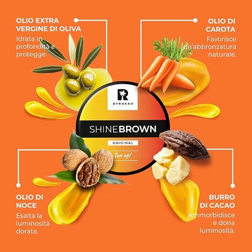 BYROKKO Shine Brown Crema Abbronzante Solare (210 ml), Acceleratore Abbronzatura efficace al Sole e nei Lettini Solari, con Ingredienti Naturali, per Tutte le tonalità di pelle - 190 ml (Confezione da 1) thumbnail 3