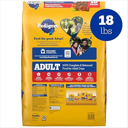 Pedigree Adult Dry Dog Food, Complete Nutrition, Grilled Steak & Vegetable Flavor, 18 lb. Bag thumbnail 8