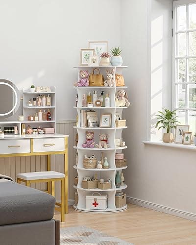 Kitsure Shoe Rack - 7-Tier Rotating Shoe Rack Tower, 360° Revolving Display & Storage Solution with Lazy Susan, Space-Saving Shoe Rack for Entryway, Closet, Bedroom, White thumbnail 4