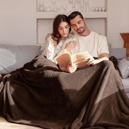 Exclusivo Mezcla Soft Fleece Throw Blanket for Couch, Super Soft Velvet Plush Fleece Blankets, Fuzzy Cozy and Warm for Winter, 50x60 Inches, Coffee thumbnail 4