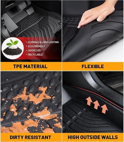 Landrol Car Floor Mats Replacement for Honda Civic Sedan & Sedan Si 2012-2015 (Not for Coupe) Heavy Duty Liner Custom Fit All Weather Protection Carpets Coverage Waterproof Durable Odorless thumbnail 6