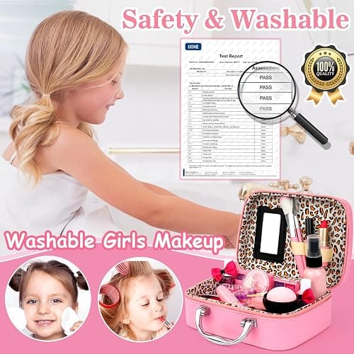 Kids Makeup Kit for Girl, Washable Make Up Set Girl Toys, Real Girls Makeup Kit, Princess Children Toddler Make Up Set with Cosmetic Case Christmas Birthday Gift for Girls Age 4 5 6 7 8 Year Old thumbnail 4
