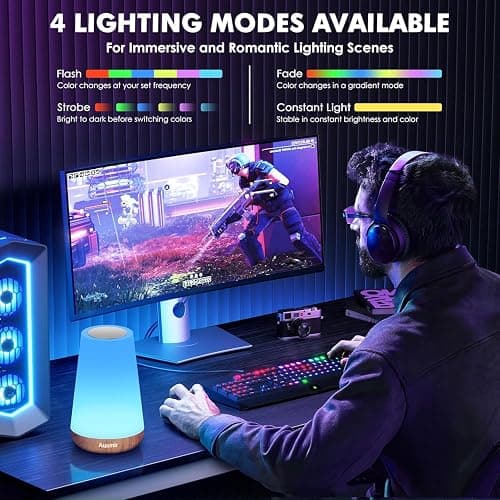 Auxmir Lampe de Chevet, Veilleuse d'allaitement Nuit, Veilleuse Bébé Tactile avec 13 Couleurs RGB, 2500mAh Rechargeable USB, Lampe de Chevet sans Fil Télécommande pour Chambre Eanfant Salon Camping thumbnail 5