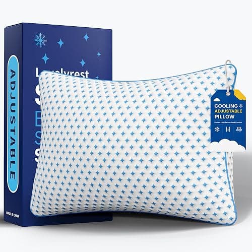LOVELYREST Queen Pillow 1 Pack, Cooling Shredded Memory Foam Pillow | Adjustable Loft, Balanced Support, Medium Firm Feel, Side Back Stomach Sleepers, Washable Cover, Airflow Design, Easy Care - Image 1