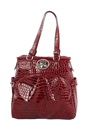 Kathy Van Zeeland Luggage Croco PVC 16" Shopper Bag (16in, Burgendy) - Image 1