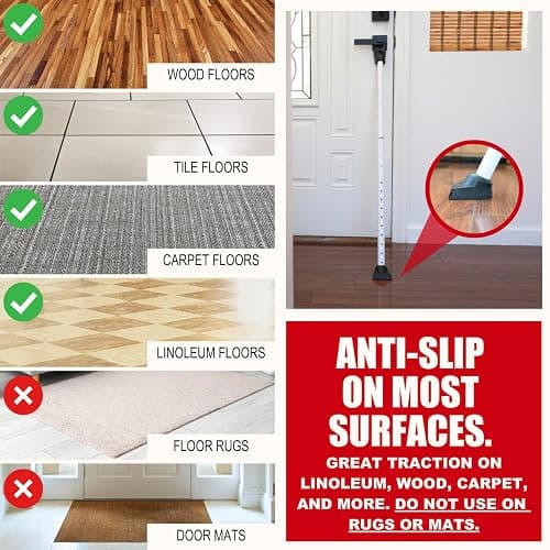 SECURITYMAN Door Security Bar & Sliding Patio Bar - Constructed of High Grade Iron - Great for Apartment Security, Hotel Safety, or Home Protection Door Stoppers thumbnail 6