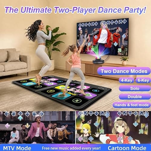 UOYESS Dance Mat for Kids & Adults - Wireless Electronic Dance Pad with HDMI Plug & Play, 2-Player Dance Game Mat, Exercise Mat for Family Parties, Birthday Gift for Boys Girls Ages 6+ thumbnail 3