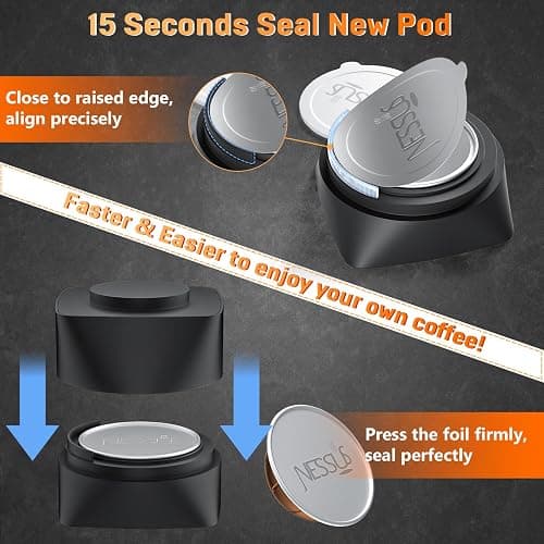 NESSUS Reusable Vertuo Pods Refill Kit, Lid Easy Remover for Vertuo Seal, 100PCS Aluminum Foil Lids for Nespresso Vertuo Pods, Tamp & Press Refillable Vertuo Capsules Holder and Brush thumbnail 4