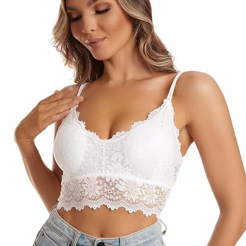 Duufin 5 Pcs Lace Bralettes for Women Bralette Padded Lace Bandeau Bra thumbnail 5
