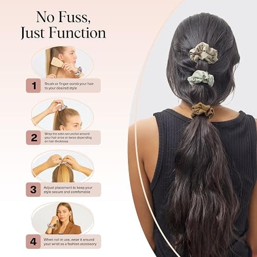 Kitsch Scrunchies for Women - No Crease Hair Ties for Girls | Scrunchies For All Hair Types and Textures, Perfect for Day or Night | Ideal Gifts for Women - Moss Green, 5 Pcs thumbnail 6