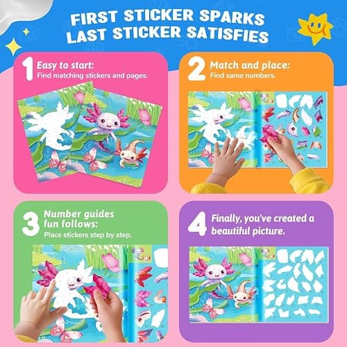 2PCS CutteeyFyry Paint by Number Sticker Book Travel Activities for Girls Kids - Road Trip & Airplane Toys, Birthday Present, Classroom Gifts, Travel Essentials for Toddlers & Long Car Rides thumbnail 2