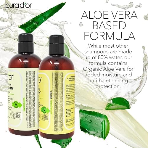 PURA D'OR Anti-Thinning Biotin Shampoo & Deep Moisturizing Conditioner Original Gold Label Set (16oz x2) Natural Earthy Scent, CLINICALLY TESTED Effective Results, Hair Thickening Product, Women & Men thumbnail 4