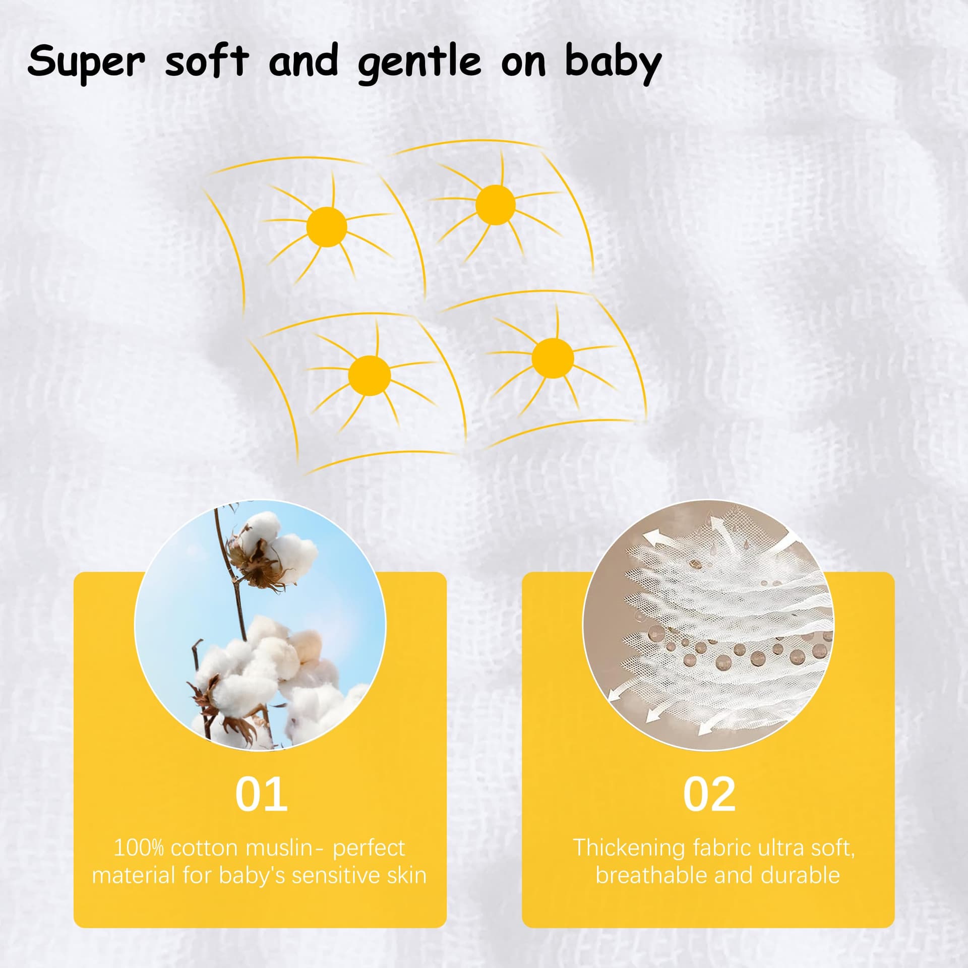 Lovely Care 12 Pack Muslin Burp Cloths 100% Cotton Muslin Cloths Large 20''x10'' Extra Soft and Absorbent Baby Burping Cloth - White thumbnail 5