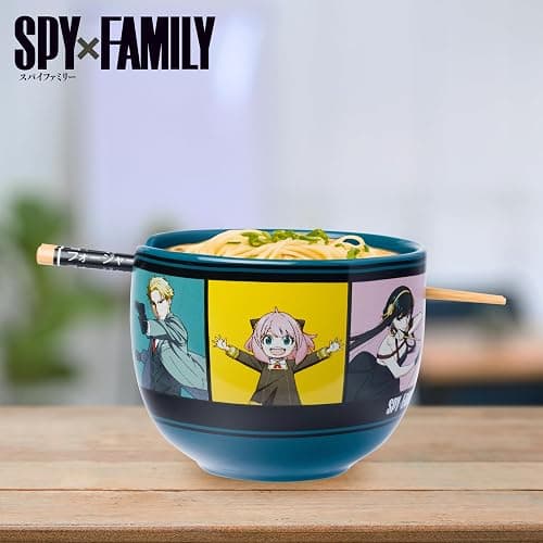 Silver Buffalo Spy X Family Anime Featuring Anya, Loid, and Yor Forger, Ceramic Ramen Noodle Rice Bowl with Chopsticks, Microwave Safe, 20 Ounces thumbnail 2