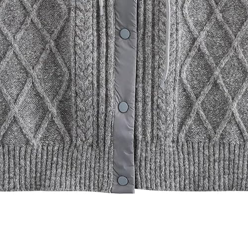 CUFEZN Women's Quilted Hooded Knit Vest Lightweight Padded Sleeveless Jacket, Casual Retro Layered Sweater Vest thumbnail 4