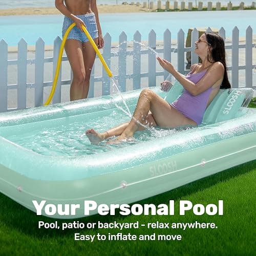 Sloosh Inflatable Tanning Pool Lounge Float, Sun Tan Tub Adult Pool Floats Raft for Pool Sunbathing Suntan Blow up Pool Lounger Tanning Bed Floatie for Adults thumbnail 3