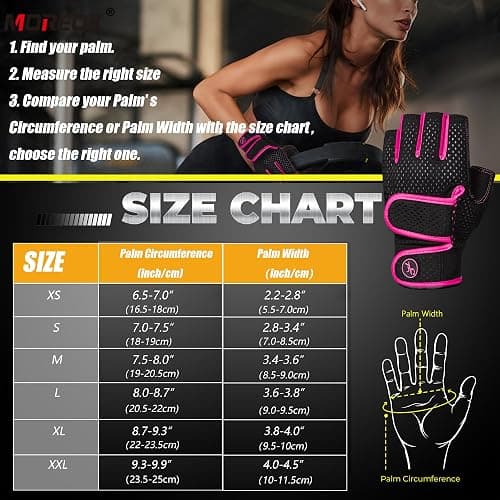 MOREOK Workout Gloves Padded Weight Lifting Gloves for Men/Women, [3MM Gel] Fingerless Grip Gym Gloves Fitness Gloves for Exercise,Hanging,Weightlifting, Cycling, Pull ups, Rowing thumbnail 7