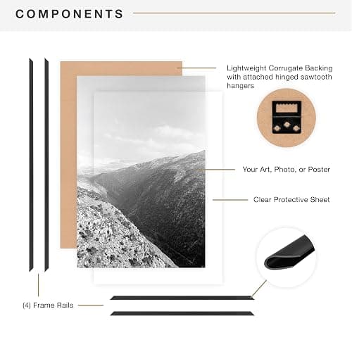 MCS Original Poster Frame 22.375x34 Black Lightweight Vertical & Horizontal Wall Hanging Large Picture Frame for Posters, Art Prints & Gallery Wall (2-Pack) thumbnail 5