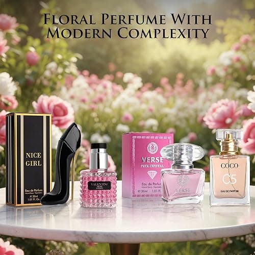 Essential 4 PC Mini Perfume Set, Birthday Gift Set for Women, Eau De Parfum 30ml Each, Vanilla Perfume & Floral Fragrance, Long-Lasting Travel Size, C5, Verse Pink Crystal, Nice Girl & Valentine thumbnail 5