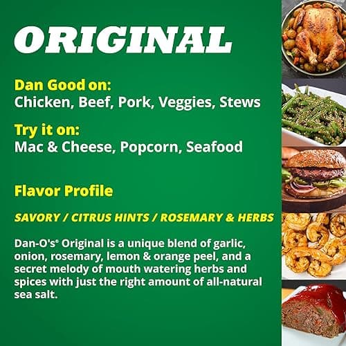 Dan-O's Original Seasoning, 2.5 oz Bottle, All Purpose Seasoning for Chicken, Turkey, Beef, Veggies and More, Sugar Free, Zero Calorie, Use this Spice Blend to Craft a Marinade, Dry Rub or Sauce - Original thumbnail 3