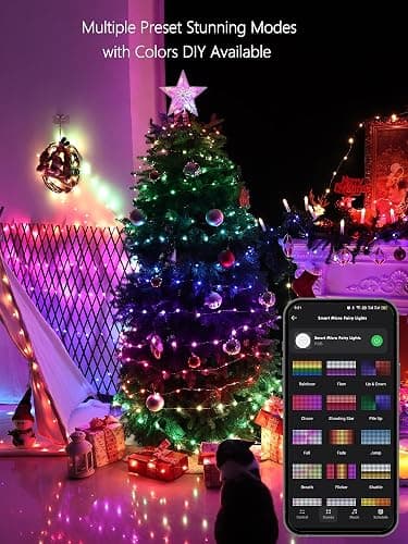 BrizLabs Smart Fairy Lights, 33ft 100 LED Color Changing Fairy Lights Work with Alexa/Google Home, WiFi Rainbow Christmas Light Dimmable RGB Twinkle Starry Light for Christmas Tree Home Party Decor thumbnail 2