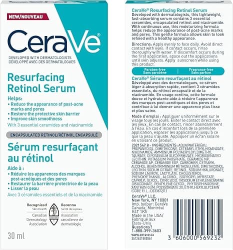 CeraVe Resurfacing Retinol Serum For Face with Niacinamide. Helps even Skin Tone & Smoothness, Post-Acne Marks & Pore Minimizer. Gentle, Fragrance-free, Non-Comedogenic, Safe for Sensitive Skin, 30ML thumbnail 10