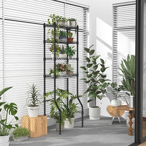 EAGMAK 4 Tier Over The Toilet Storage Rack, Bathroom Organizers and Storage Over Toilet with Adjustable Shelf and Basket, Above Toilet Storage Bathroom Cabinet for Small Space (Black) thumbnail 9