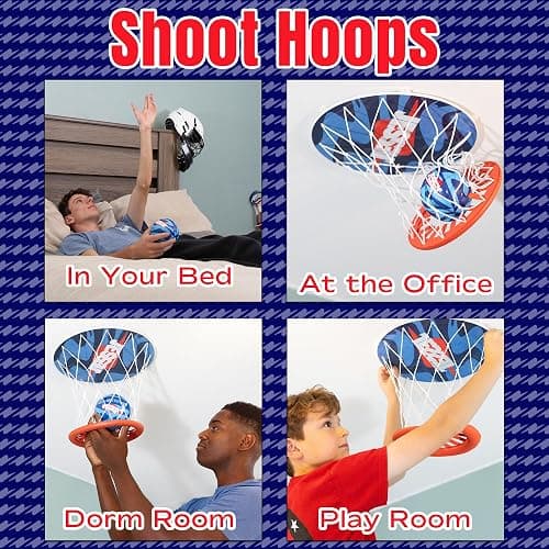 Jesser Basketball Hoop with Balls | Fun Indoor Game for All Ages 6+, Gift for Kids, Children, Teens & Families, Bedroom & Playroom | Toy for Boys & Girls (Ceiling Hoop or Over The Door) thumbnail 3