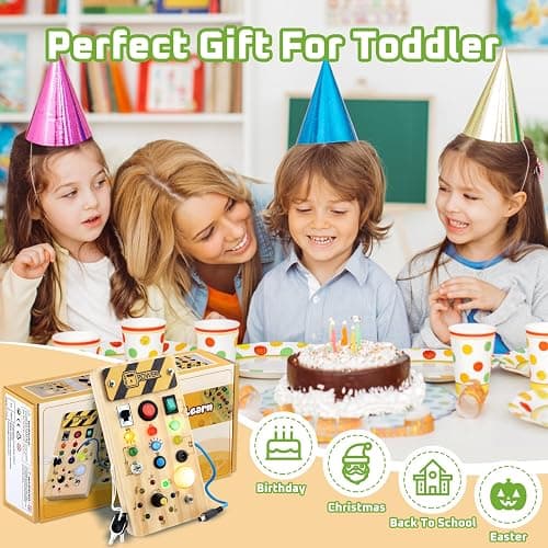 Toddler Toys Busy Board with Led Light, Preschool Learning Activities Sensory Toys for Toddlers 1-3,Montessoti Toys 1 2 3 Year Old Birthday Gift thumbnail 6