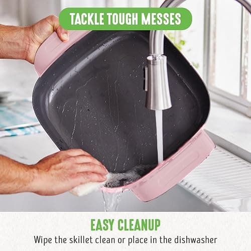 GreenLife12" 5QT Square Electric Skillet, Glass Vented Lid, Ceramic PFAS-Free Nonstick Coated Interior, Adjustable Temperature Control, Cool Touch Handles, Quick Even Heating, Scratch Resistant, Pink - Pink thumbnail 7