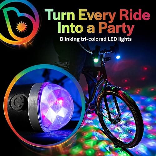 Brightz Disco Bike Lights, RGB LED Bicycle Light for Burning Man | Light-up bicycle decorations for boys & girls; bike lights for night riding; bike accessories for BMX, ebikes & scooters thumbnail 3
