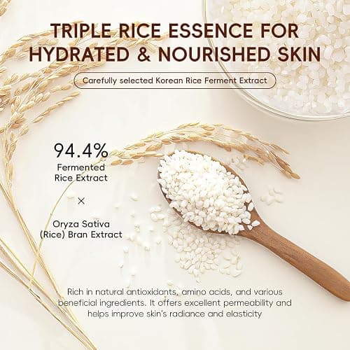 LAIKOU Skin Care Set, Korean Skin Care - Korean Beauty for Women - 5pcs | Rice Cleanser, Toner, Serum, Eye Serum, Moisturizing Cream Teen Girls Mom Daughter Mother's Day Birthday Christmas Lover thumbnail 5