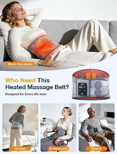 ALLJOY 67" Cordless Heating Pad for Back, FSA Eligible Items Only List, Father-s Day Gift-s for Dad Women Men, Portable Lower Back Massager with 3 Heat 5 Vibration, Wireless Heating Pad for Cramps thumbnail 8