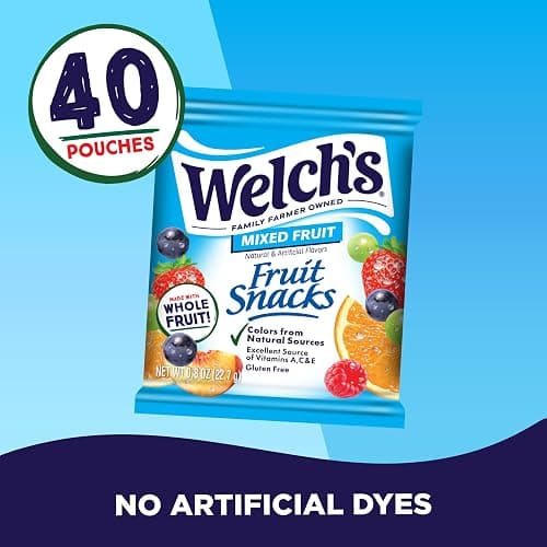Welch's Fruit Snacks - Mixed Fruit Box - Kids Snacks - 0.8 Oz - 40 Pack | Bulk Box, Made with Whole Fruit, Gluten-Free Snack Packs for Kids and Adults, No Artificial Dyes thumbnail 7
