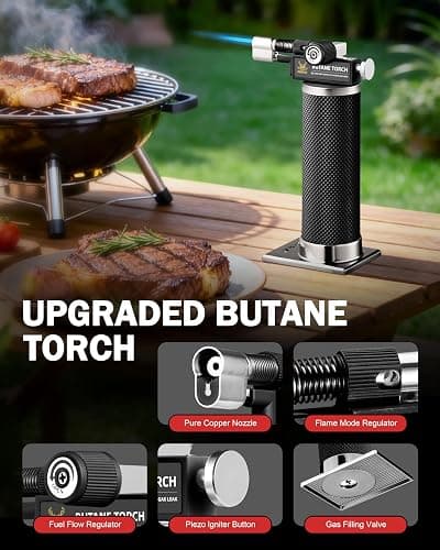 RAVS Butane Torch Lighter, DUAL Flame Mode Kitchen Torch, Refillable Cooking Torch Gun, Creme Brulee Torch Lighter, Blow Torch for Cooking, Welding, Mini Torch Soldering Torch, Butane is Not Included thumbnail 6