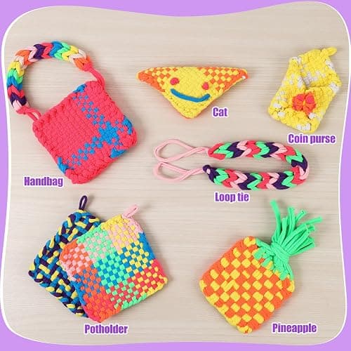 MagicKidz Weaving Loom Kit Toy - Birthday Gifts for Kids 6 7 8 9 10 11 12 Years Old - Arts and Crafts Kit for Girls Ages 6-8 10-12, DIY Potholder Knitting Kit with Loops thumbnail 3