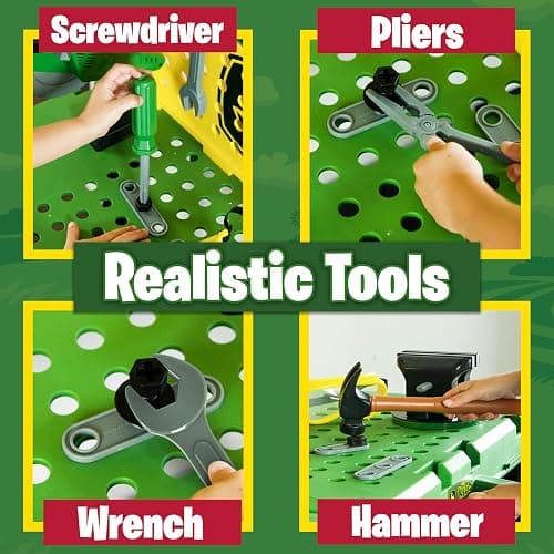 John Deere Kids Workbench, Power Tools Workshop, Build Your Own Toy Tool Box with 39 Realistic Toy Tools and Accessories, 5+ thumbnail 5