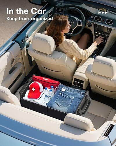 HOTOR Trunk Organizer for SUV – Foldable Car Organizers and Storage | 2 Compartments, Large Capacity Car Trunk Organizer Car Accessories for Truck Sedan, Black, 23.6" x 14.2" x 11.8" thumbnail 7