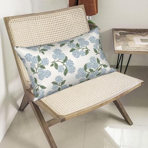 DAFENA Spring Pillow Covers 12x20 Inch 2 Pcs Blue Green Hydrangea Flower Decor Throw Pillows Vintage Floral Seasonal Summer Outdoor Decoration Lumbar Pillowcase Linen Cushion Cover for Couch Sofa thumbnail 4