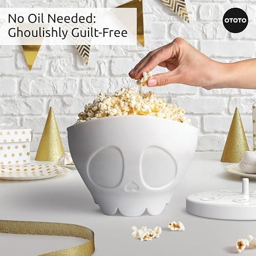 OTOTO New Scary Poppings Microwave Popcorn Popper - Gothic Popcorn Microwave Popper, Silicone Microwave Popcorn, Collapsible Bowl Popcorn Bowls, Halloween Goth Accessories Goth Gifts (White) thumbnail 4