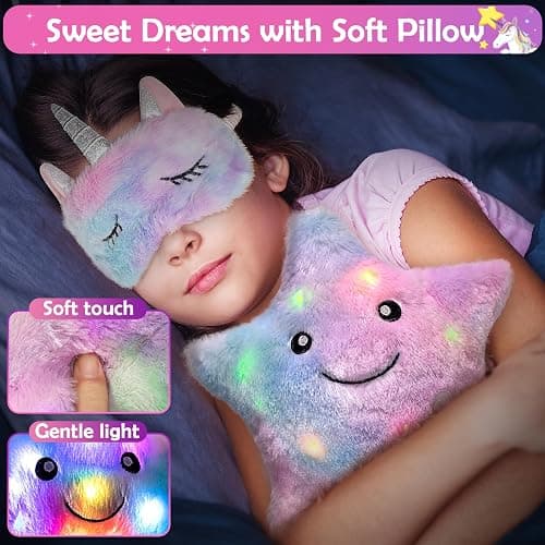 Unicorns Gifts for Girls 5 6 7 8 9 10+ Years Old, Kids Toys Set for Teens Girls Birthday Gifts Christmas, Unicorn Toys with Light Up Soft Plush Star Pillow, Diary Notebook, Headband, Water Bottle thumbnail 3