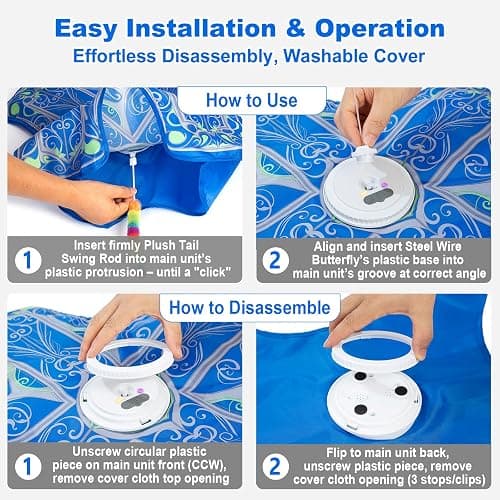 Qraxond Interactive Cat Toys for Indoor Cats,[Newly Upgraded] Rechargeable Touch Activated Hide and Seek Kitten Toys for Bored Indoor Adult Cats with Fluttering (Blue) thumbnail 6