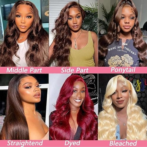 METDIO 26Inch Chocolate Brown 13x6 Body Wave Lace Front Wigs Human Hair Pre Plucked With Baby Hair 180 Density 4# Colored Brown HD Lace Frontal Wigs for Women thumbnail 4