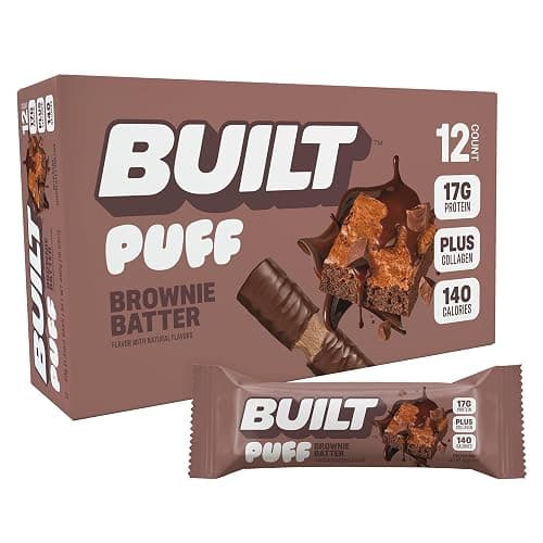 BUILT Bar Puff Protein Bars - Brownie Batter - 17g Protein Snack Bars with Collagen - Calorie Conscious & Gluten Free - 12 Count - Image 1