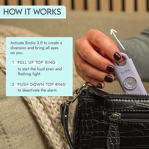She’s Birdie–The Original Personal Safety Alarm for Women by Women–Loud Siren, Strobe Light and Key Chain in a Variety of Colors (Metallic Rose Pink) thumbnail 4