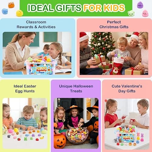 120Pcs Bulk Kawaii Mochi Squishy Toys, Fidget Treasure Box Classroom Prizes | Squishies Pack, Fidgets, Squeezy, Stocking Stuffers, Goodie Bag Stuffers, Teacher Supplies, Party Favors for Kids 4-12 thumbnail 4