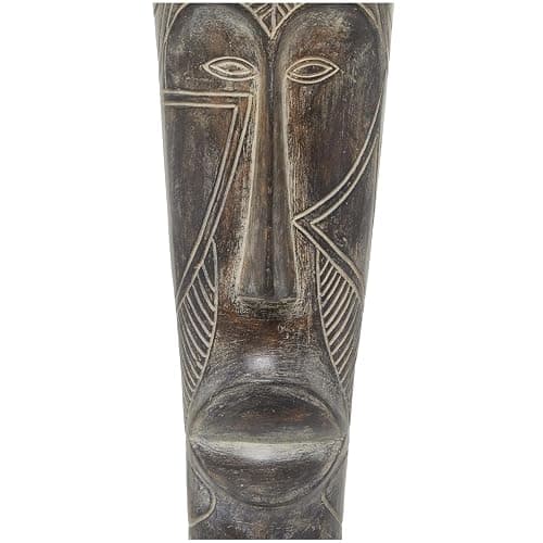 Deco 79 Polystone Mask Decorative Sculpture Slim Carved African Tribal Home Decor Statue with Block Base, Accent Figurine 5" x 6" x 30", Brown - LARGE SIZE - Brown thumbnail 4
