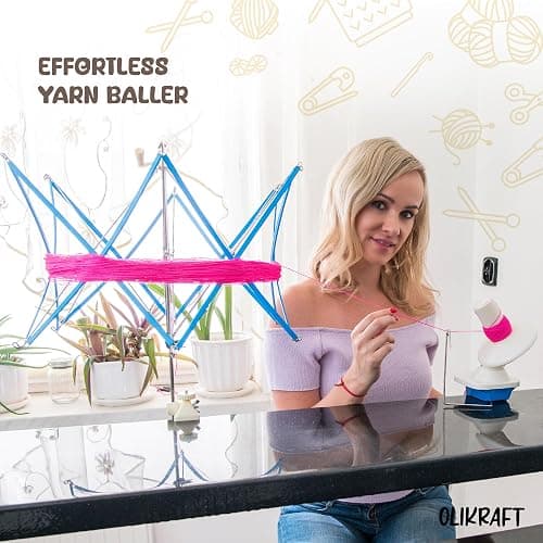 Olikraft Crochet Yarn Winder for Crocheting and Umbrella Swift (with Skein Holder) Combo Set - Yarn Spinner for Crocheting, Cake Ball Winder, Roller, Baller, Spooler thumbnail 5